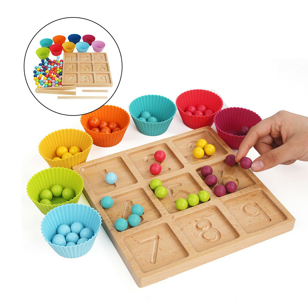Montessori Kids Clip Beads Game Number Tracing Board Math Educational Toys