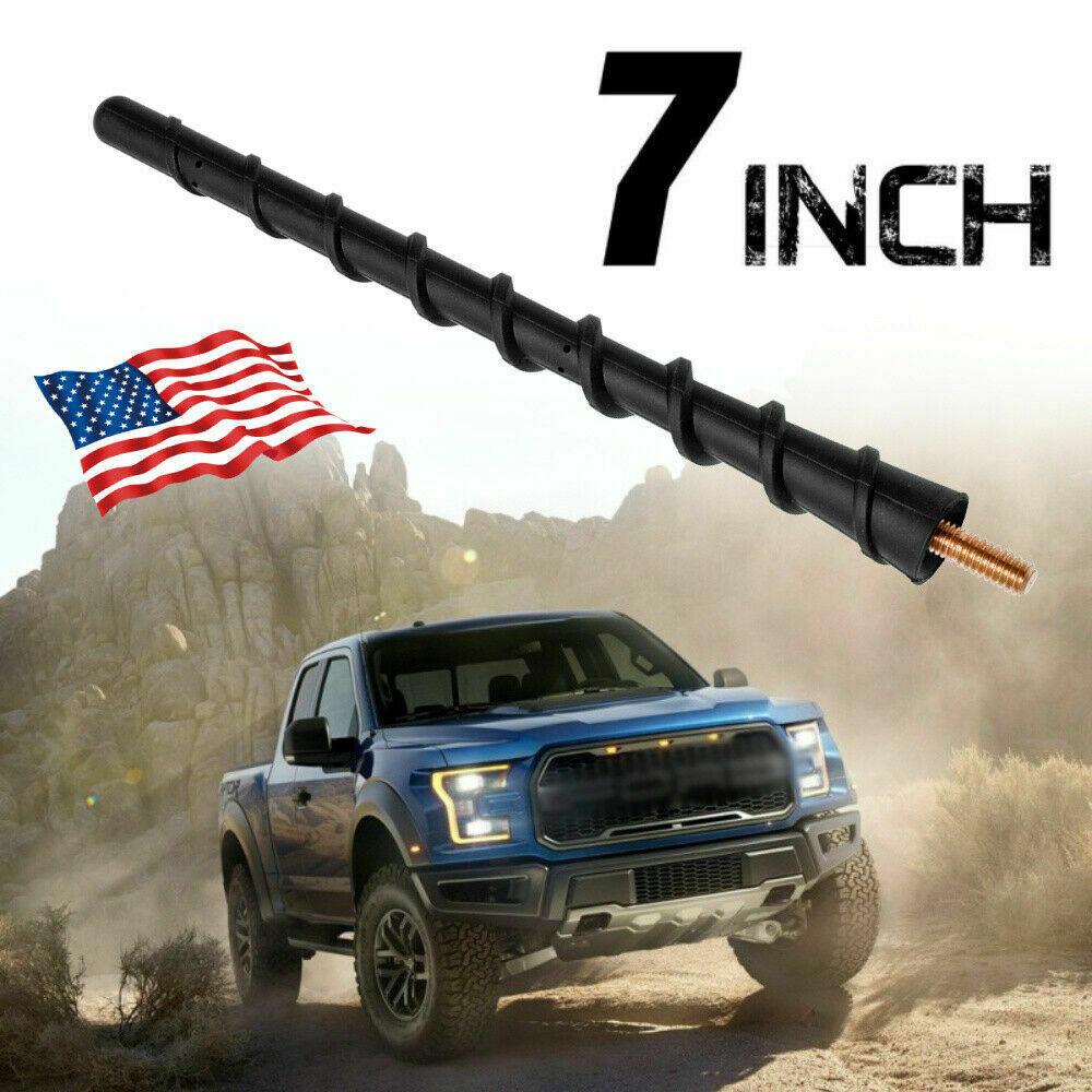 Black 7" Carbon Fiber Sports Car Antenna Adjustable Aerials Universal