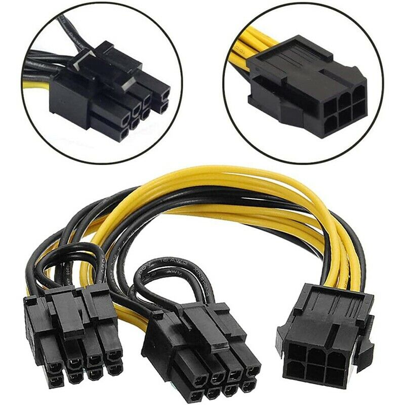 6 Pin To 2 X 8 Pin (6+2) Image Card Pci Express Power Adapter Gpu Vga Exten O7N7