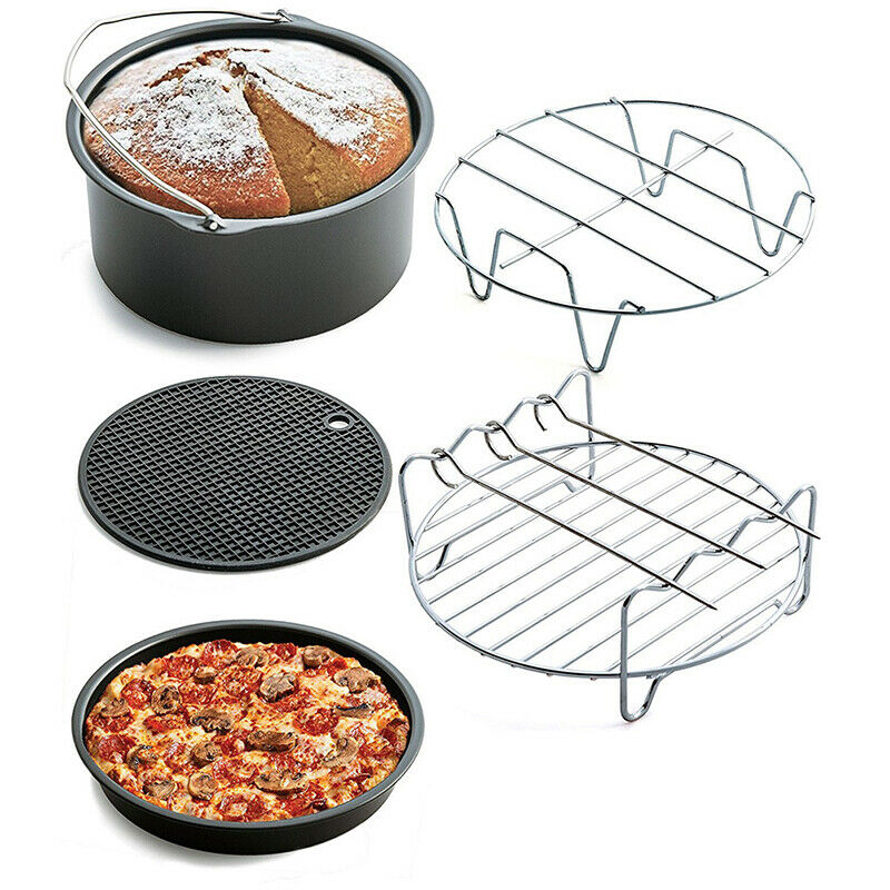 12 Pcs 7'' Air Fryer Accessories Set Pizza BBQ Pan Chips Roast Baking 5.3-5.BDA