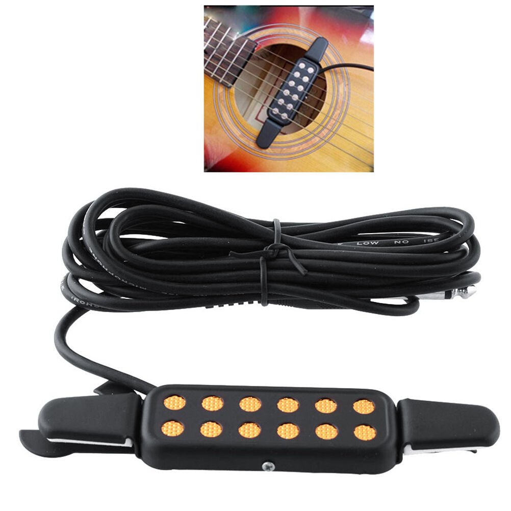 12Hole Sound Pickup Microphone Wire Amplifier Speaker for Acoustic Guitar JRADD