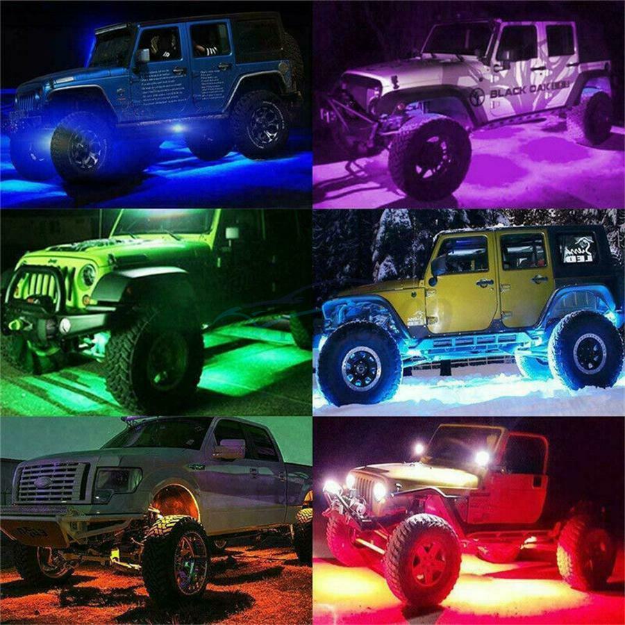 8PCS Underbody RGB LED Neon Light Atmosphere Bluetooth App Dual Remote Control