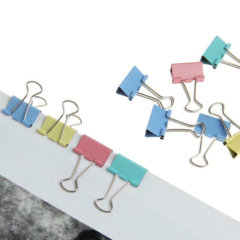 40Pcs Colorful Metal Binder Clips File Paper Clip Office Supplies 19mm Width