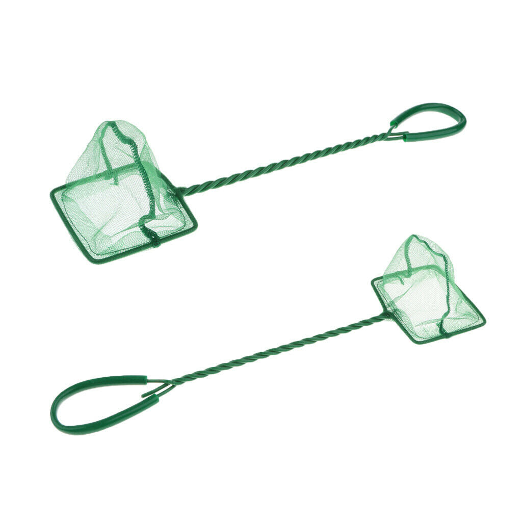 2Pcs Aquarium Fish Tank Fish Net Coldwater Marine Netting Scoop 4 & 3 inches