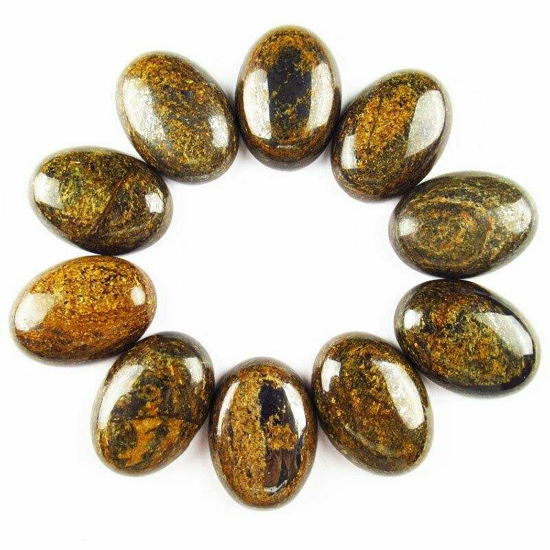 8pcs 25x18x6mm 100% Natural Bronzite 44g Oval Cab Cabochon A-267JM