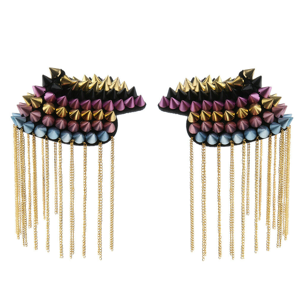 Colorful Rivet  Stud Tassel Epaulet Shoulder