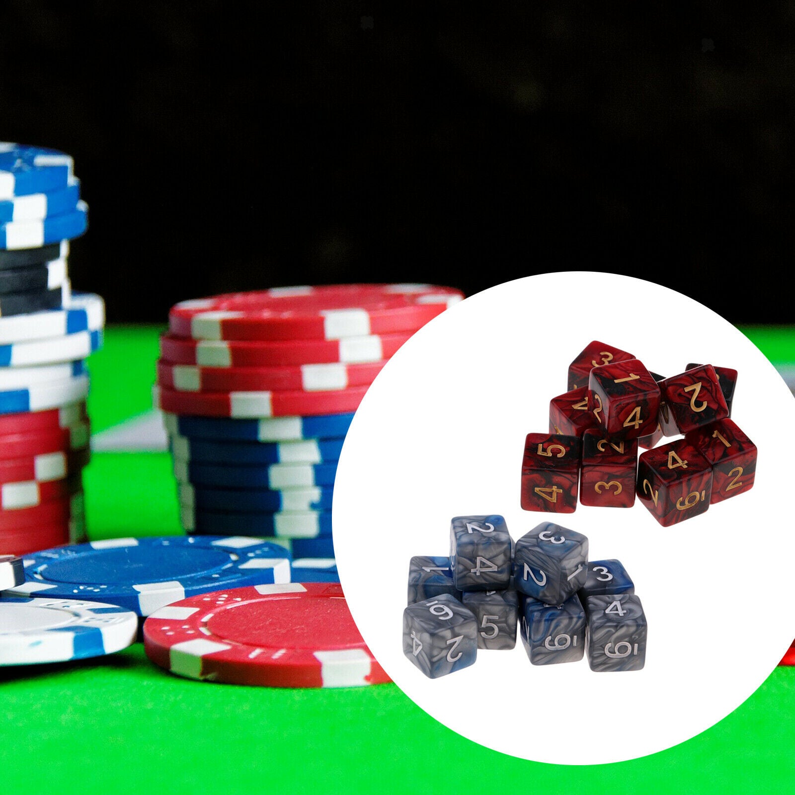 20 Pieces of 6 Sided Game Dice, 16mm Dice for Math Teaching / Games