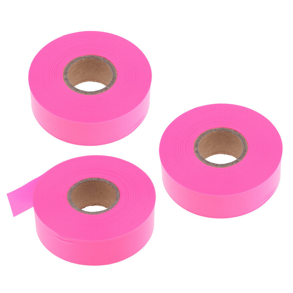Pack of 3 Pink Color Hunting Hiking Flagging Mark Ribbon 45m.L x 10in.W