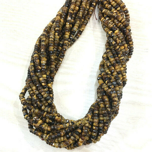 1 Strand/160Pcs 4x2mm Natural Tiger Eye Gem Facet Rondelle Abacus Beads HH502