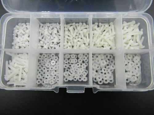 500pcs Nylon screws / Washer Gaskets / nuts  Assortment Kit M2.5
