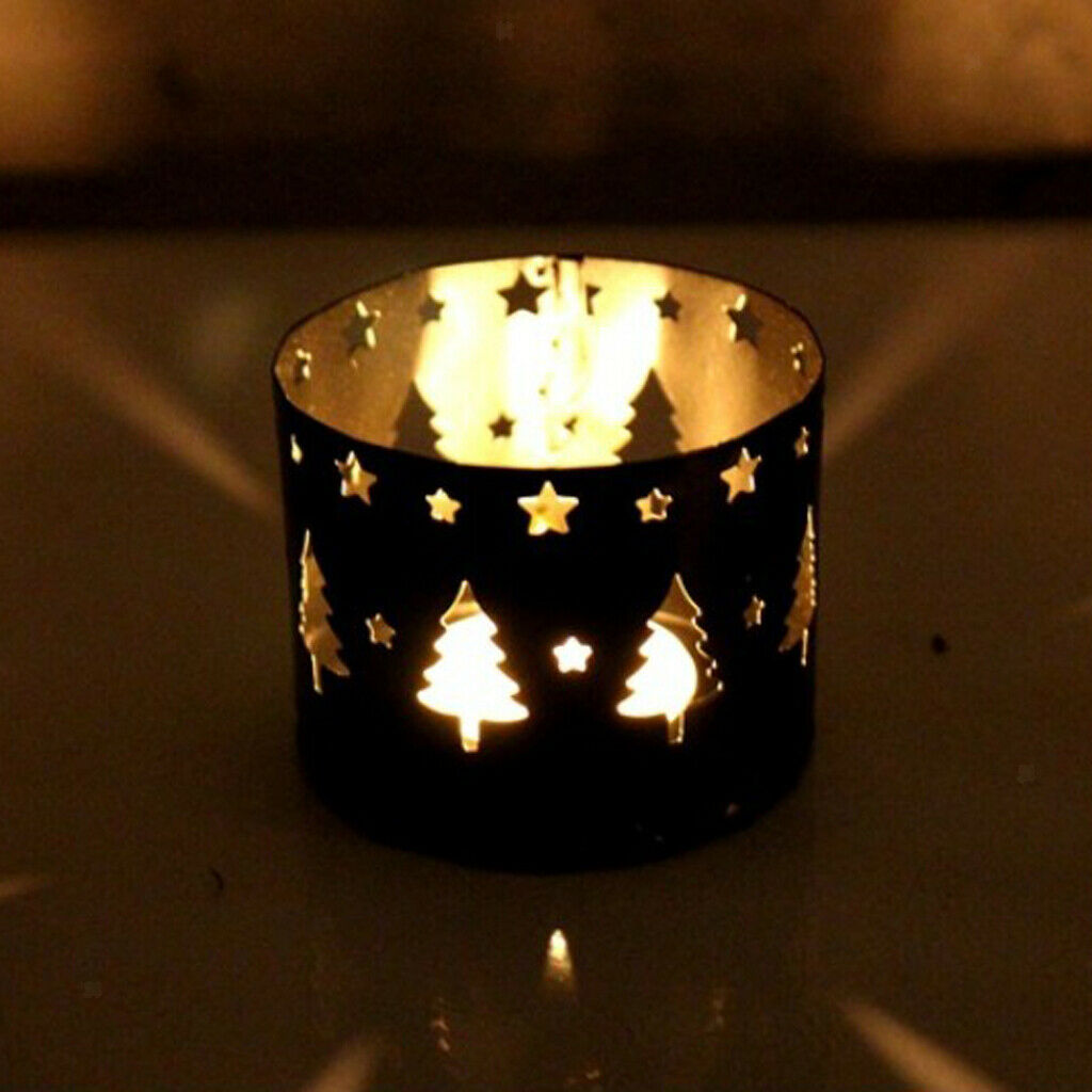 2pcs Christmas Iron Craft Hollow Candle   Candlestick Decoration
