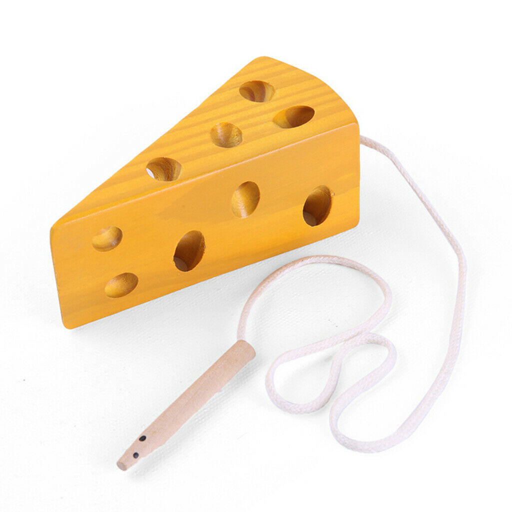 Wooden Montessori Educational Toys Cheese Lacing Game Baby Toddlers Learning