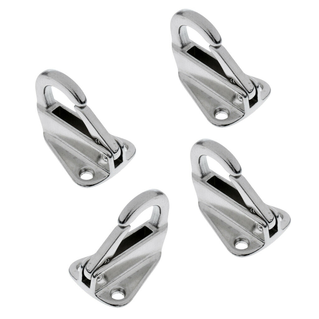 4 Piece Boat Stainless Steel Spring Snap Type Fender Fending Hook Hanger 9mm