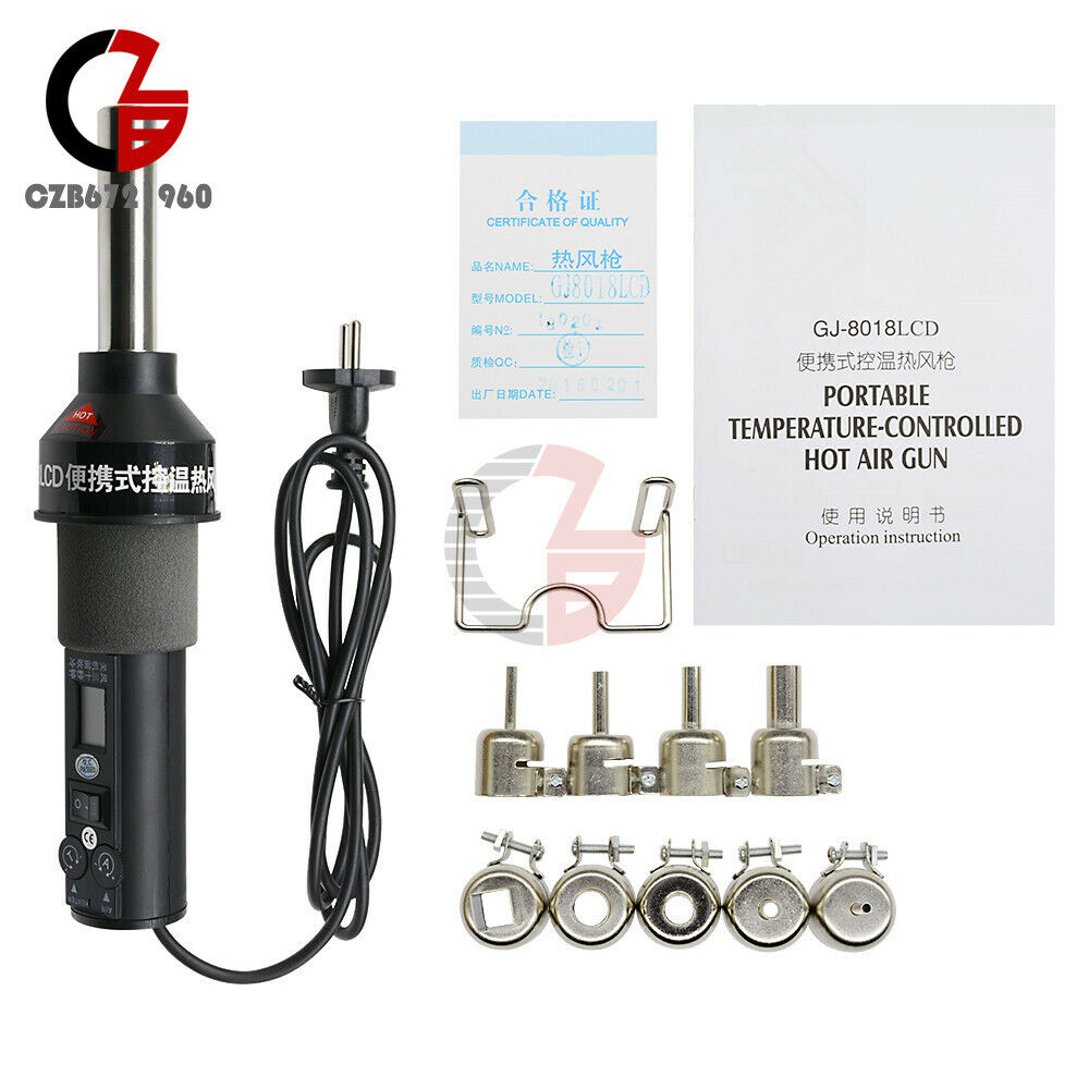 450W 220V Portable Temprature-controlled Hot Air Gun 9 Nozzles Soldering EU Plug