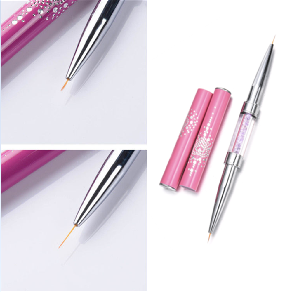 Double Head Nail Art Liner Brush Line Drawing Pen Rhinestone Metal Manicure Tool