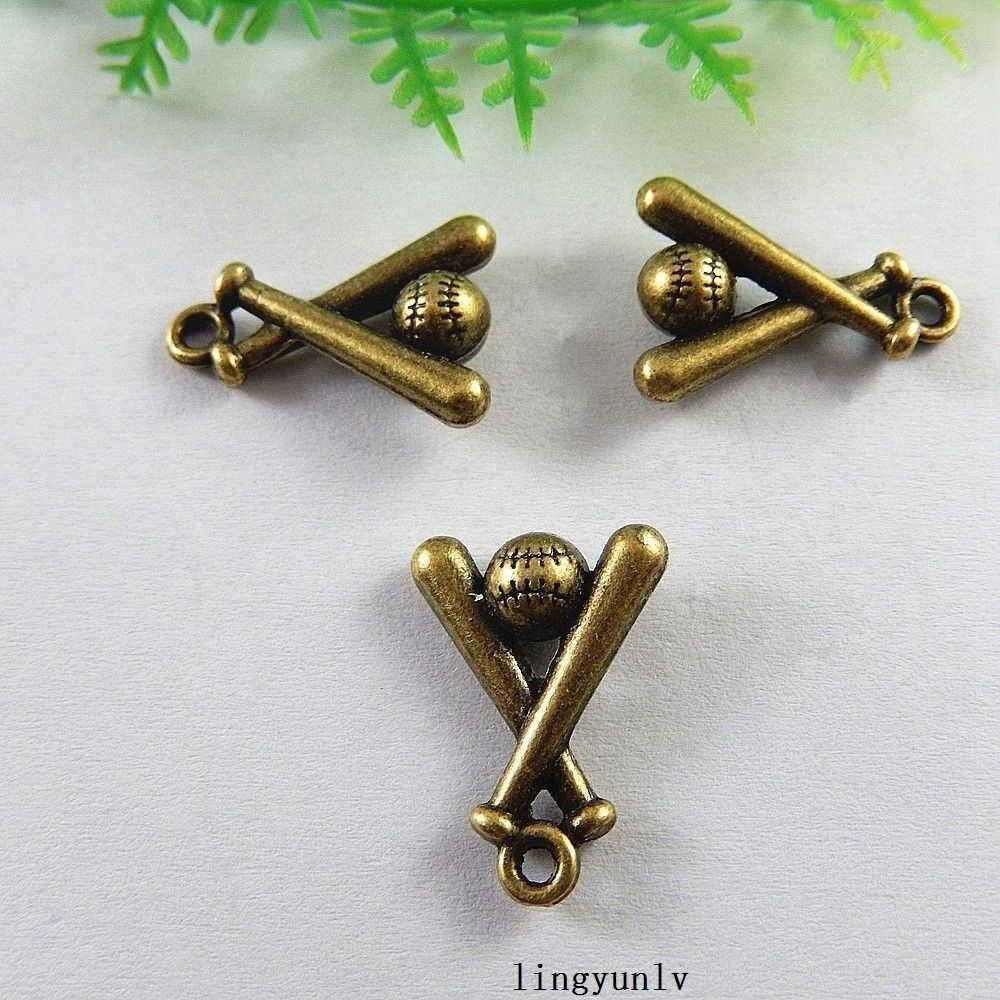 40pcs Antiqued Bronze Alloy Baseball Game Charms Pendant Jewelry Crafts 51229
