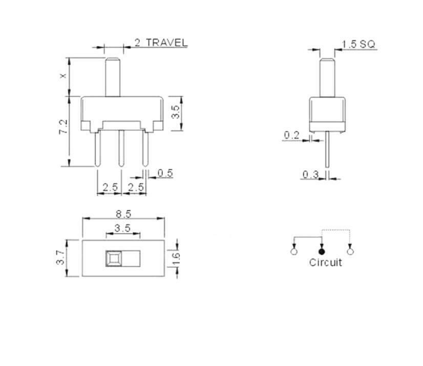 20pcs SS12D00G3 Slide/Toggle switches 3 feet 2 gears SS-12D00(1P2T)G3