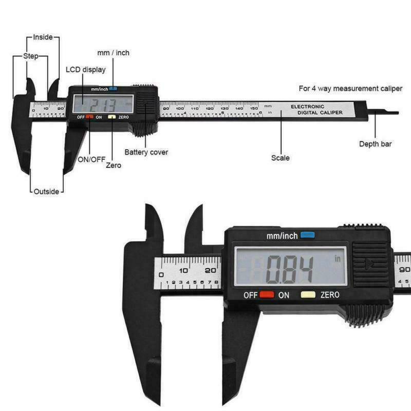 Carbon Fiber LCD Digital Gauge Vernier Caliper Electronic Micrometer 150mm 6inch