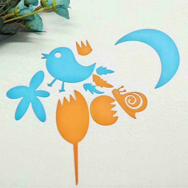 Creative Bird Puzzle Metal Cutting Die Snail Moon Flower Combination Embossing