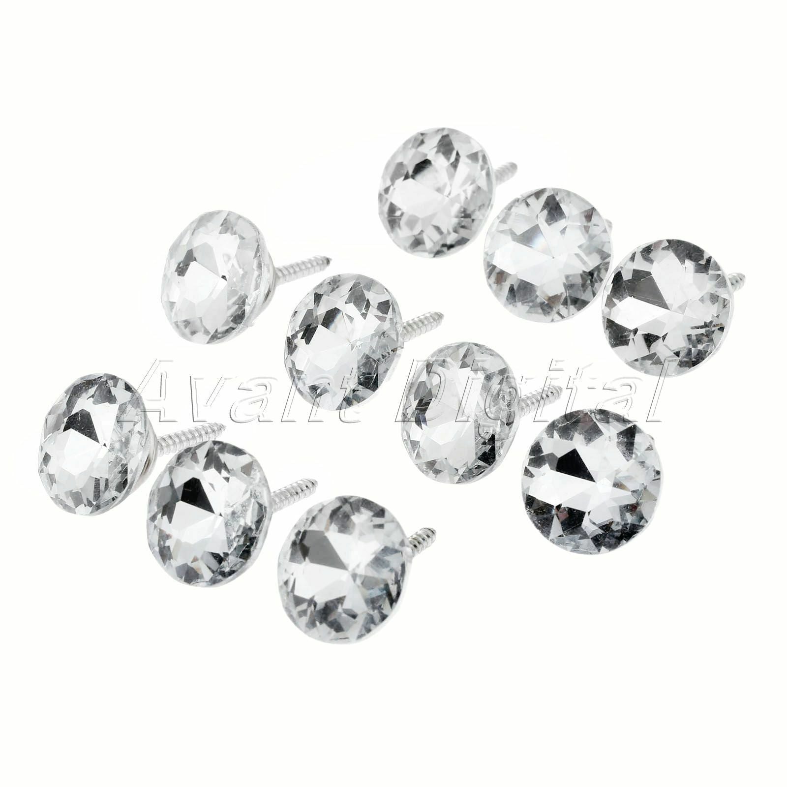 2.0cm 10pcs Sofa Screw Sew Buttons Crystal Upholstery Nails Tacks Shiny Pattern