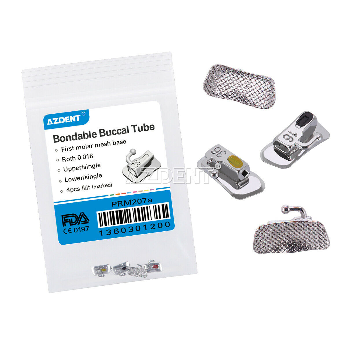 100X AZDENT Dental Orthodontic 1st Molar Buccal Tubes Bondable Non-Conv Roth 018