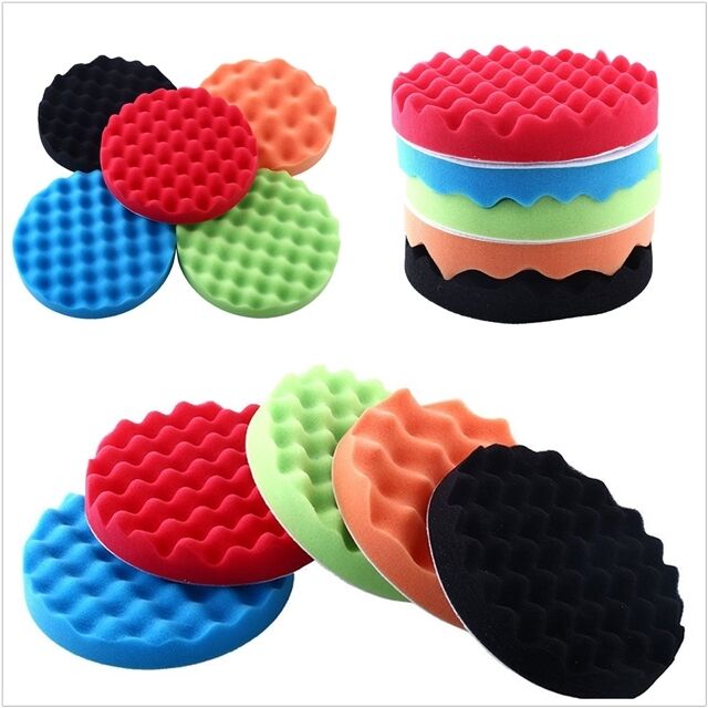 Universal 7" 5Pcs Sponge Foam Waffle Polishing Buffer Pad Kit for Car Auto Truck