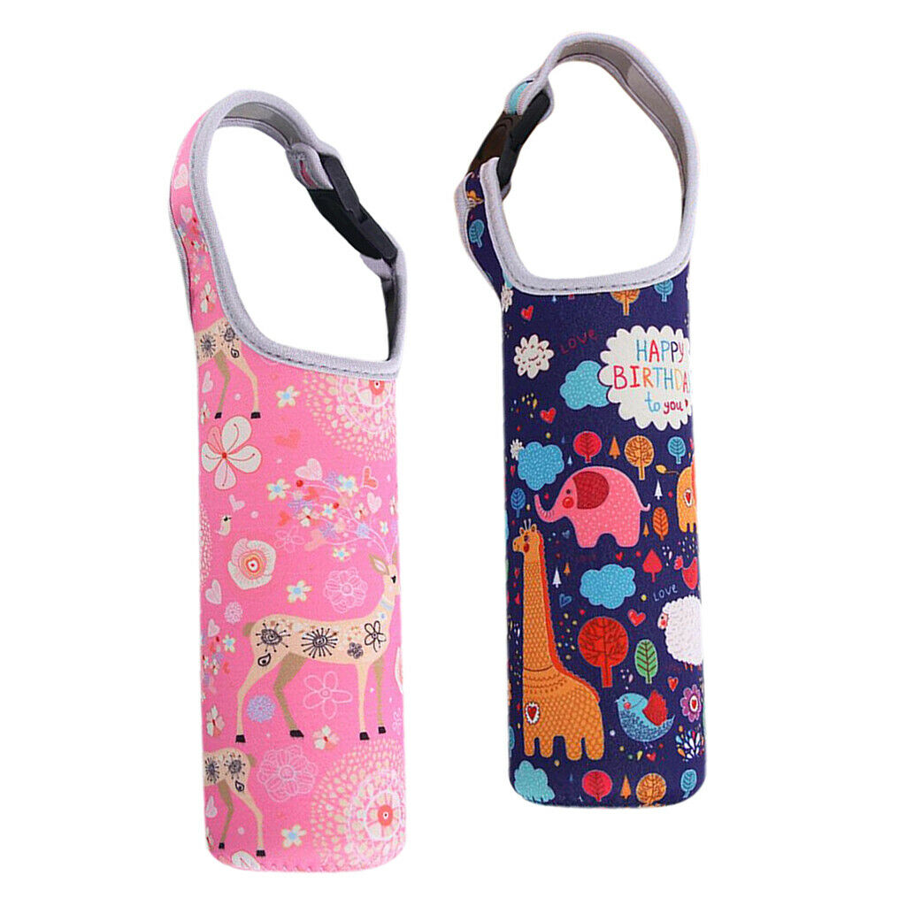 Set of 2, Students Multicolor Vacuum Bottle Insulated Tumbler Cups Holder