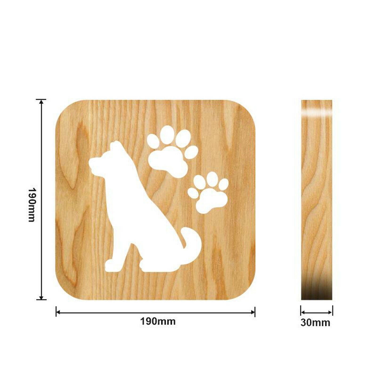 LED USB Wooden Night Light Dog Paw Hollow Bedroom Lamp Home Decoration for Kids