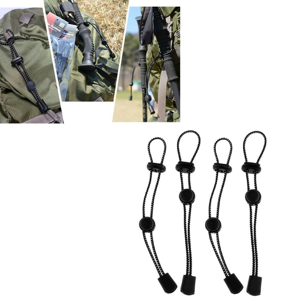4x Backpack Walking Stick Holder Fixing Buckle Elastic Rope Walking Trekking