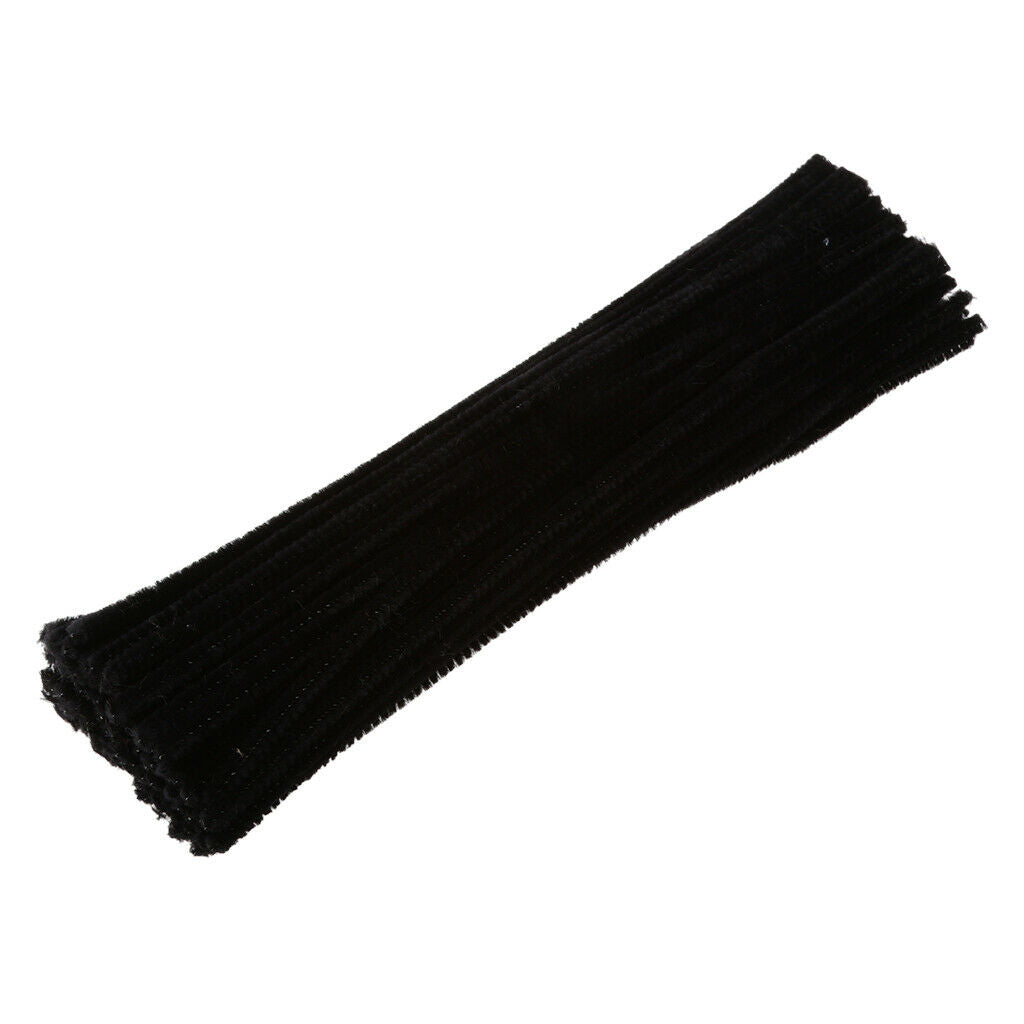 100pcs Shilly-stick Chenille Stems Pipe Cleaners Kids Baby DIY Toys Black