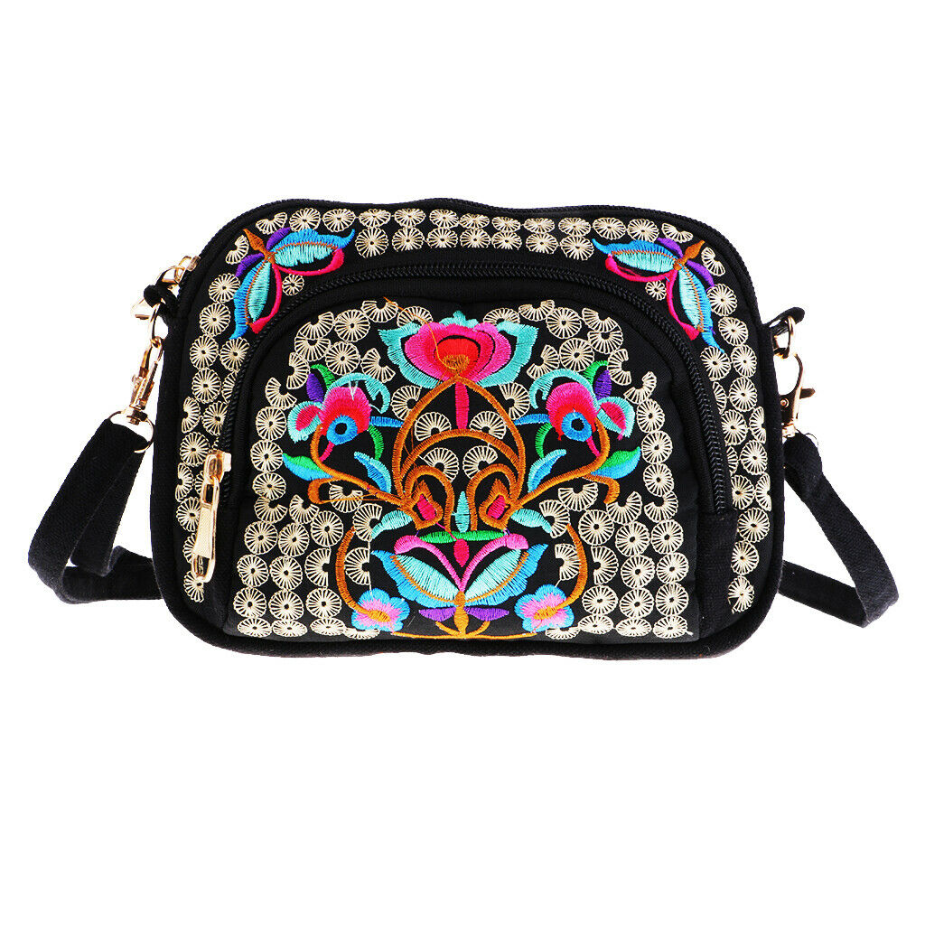 2X Ethnic Embroidery Boho Handmade Single Shoulder Bag Purse Double Faced