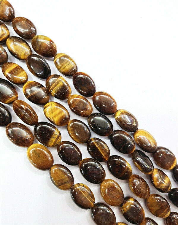 1 Strand 14x10x5mm Natural Tiger Eye Gem Oval Spacer Loose Beads 15.5inch HH7773