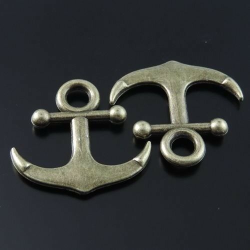 30x28x4mm Antiqued Bronze Bracelet Charm Anchor Alloy Pendant DIY Craft 10 pcs