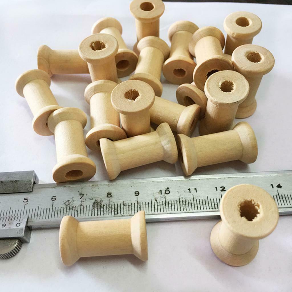 20 Package Unfinished Empty Wooden Spools Wood Thread Bobbins Cord Wire Coils