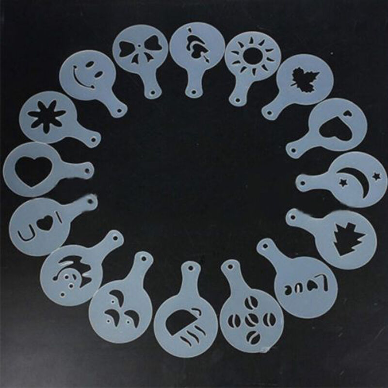 Set of 16 Cappuccino Coffee Decorating Stencil Shapes Mold Latte Art Baris.l8