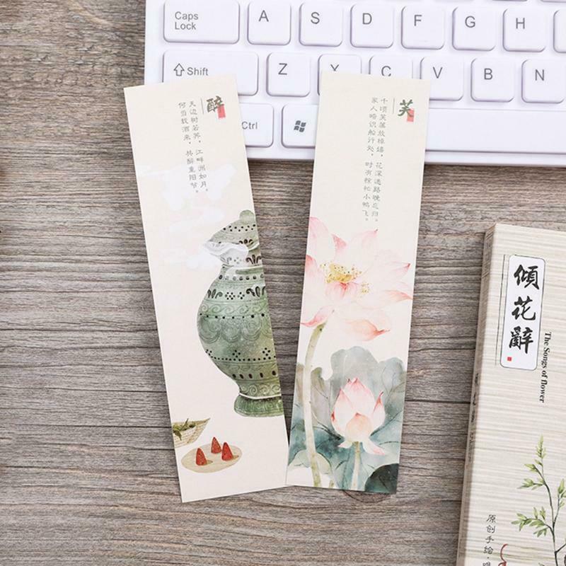 30Pcs Retro Paper Bookmark Exquisite Poems Bookmark Page Divider Gift Supplies