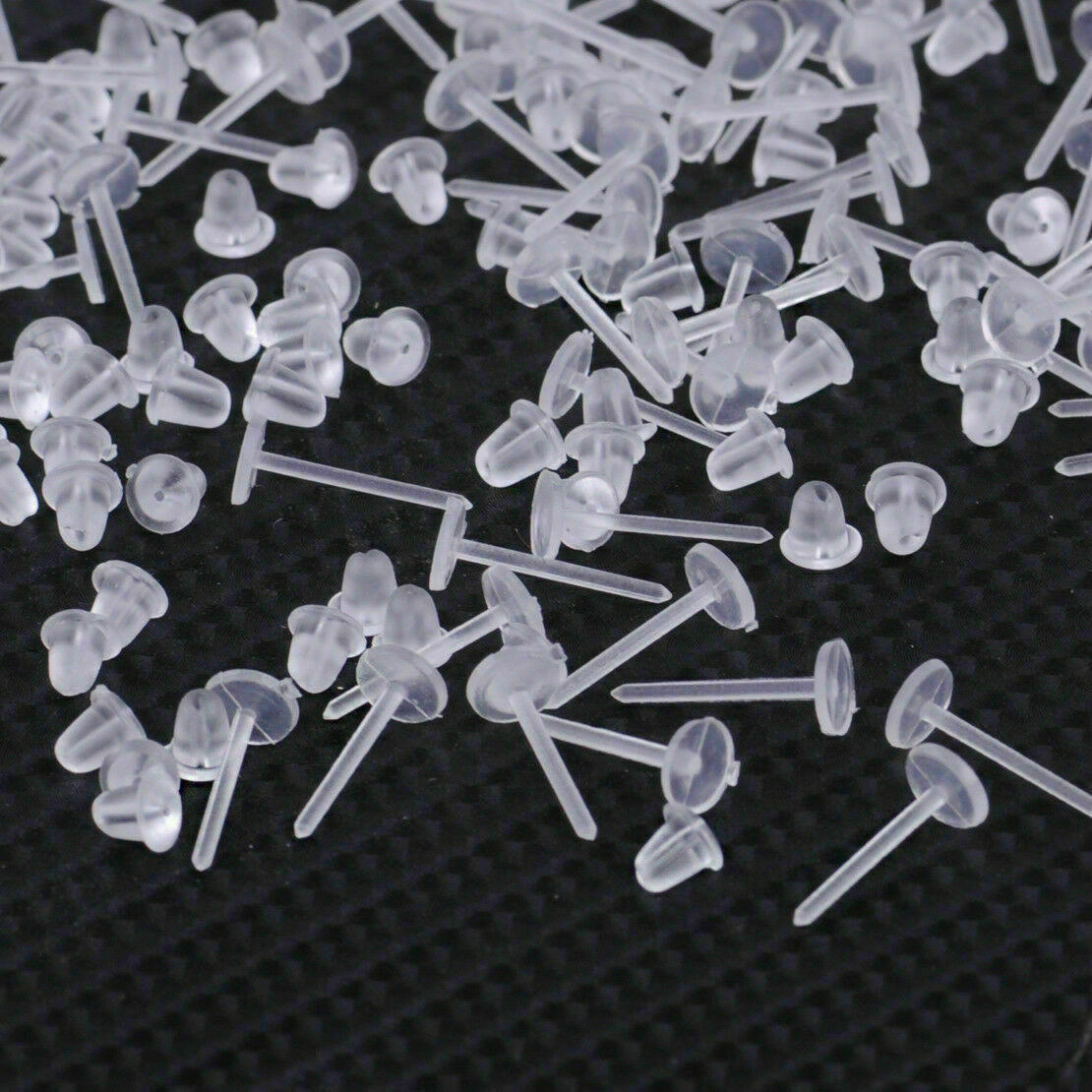 50X Soft Clear Plastic Stem Rubber Anti-Allergy Ear Stud Replacement Earrings