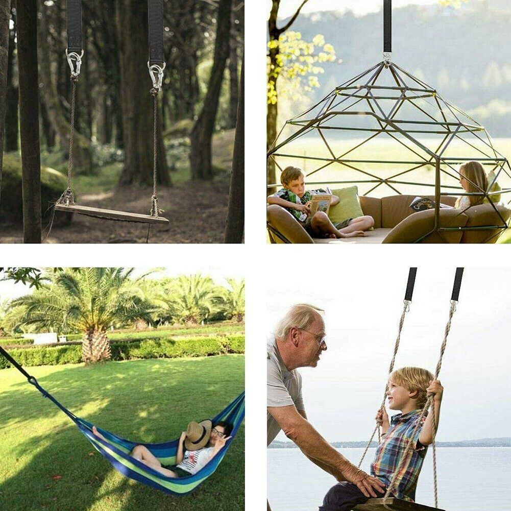120kg Load Capacity Swing Hammock Tree Hanging Kit with Straps Carabiner @