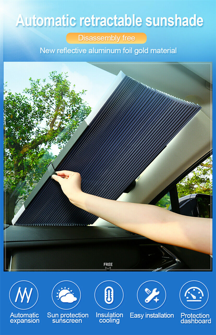 Folding Foldable Rear Window Sun Shade Block Visor Folding Auto Windshield Cover