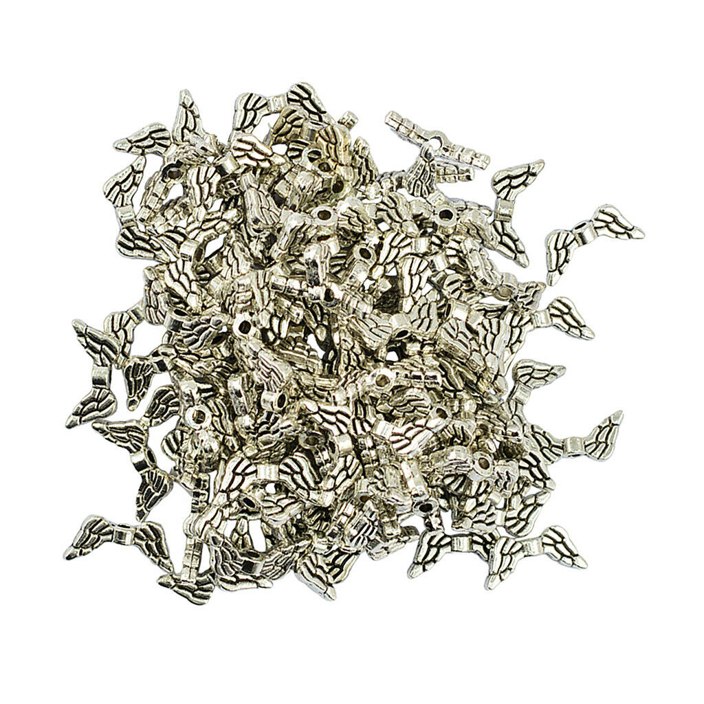 100Pcs Wings Charms Pendants Dangles Beads Necklace Earrings Beading Jewelry
