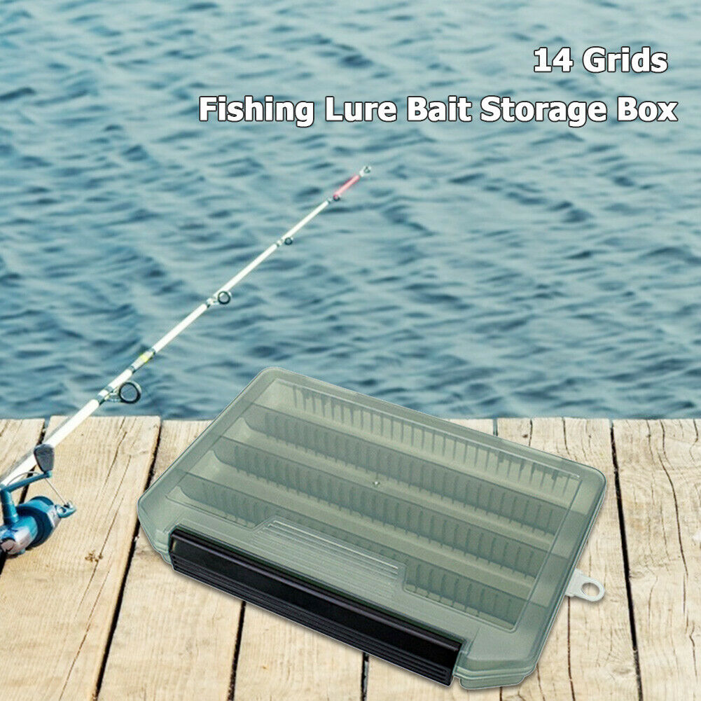 14 Grids Fishing Lure Bait Storage Box Fishing Tackle Tools Jig Hook Case @