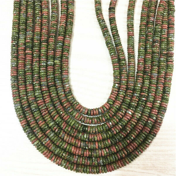1 Strand 6x2mm Natural Unakite Jasper Heishi Disc Round Spacer Beads 15.5" HH383
