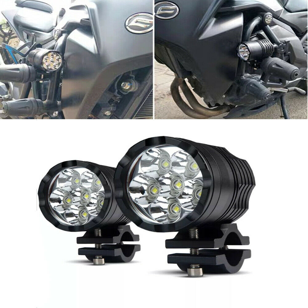 2Pcs 120W 12000LM Motorcycle LED Spot Lights Fog Lamps w/ Switch Universal