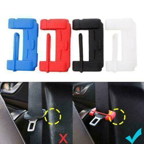 Universal Car Auto Safty Seat Belt Buckle Silicone Cover Clip Anti-Scratch Red