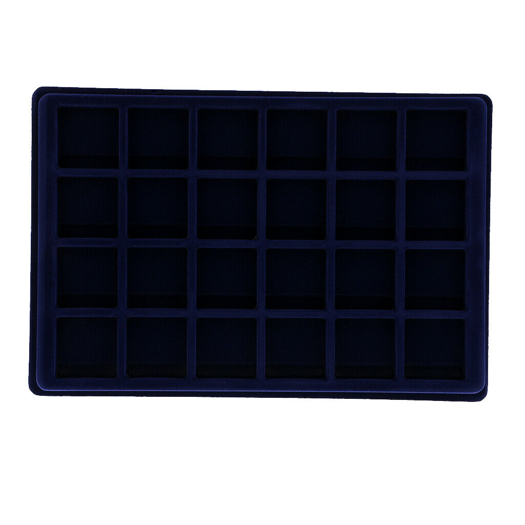45x45mm Velvet Frame Coins/Jewelry Display Exhibition Tray Storage Case-Blue