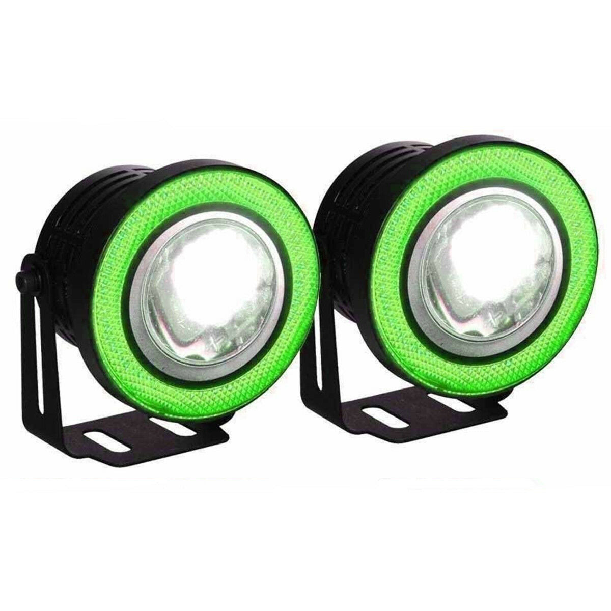 Car SUV Angel Eye Green COB Halo Ring Projector LED DRL Lamp Daytime Fog Lights