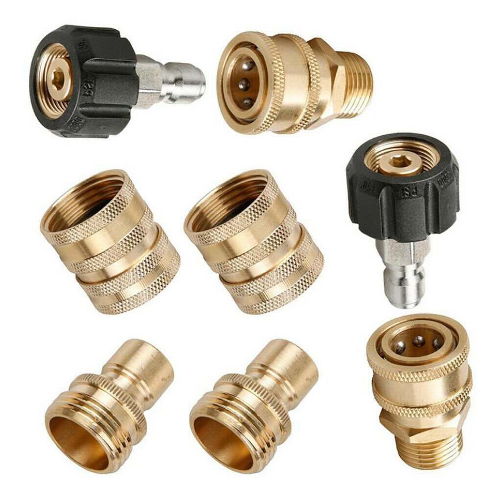 8pcs Copper Pressure Washer Fittings 1/2'' 3/4'' Quick Connect 5000PSI