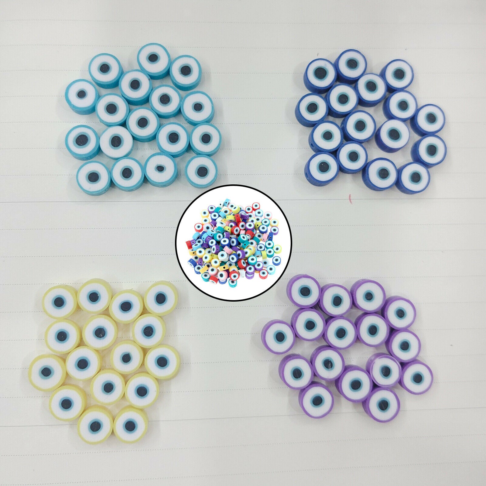 100Pcs Evil Eye Beads for Jewelry Making Bracelet DIY Necklace Ornaments