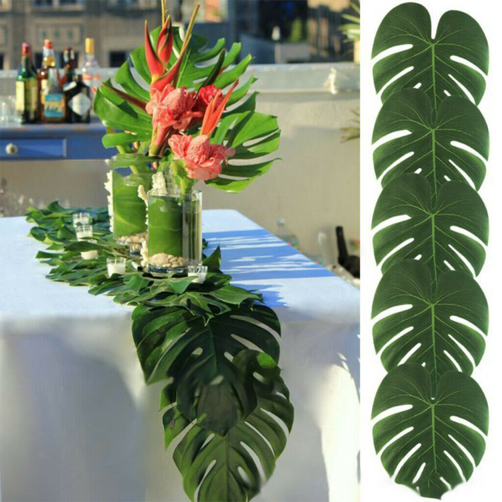 60 Pcs 5 Kinds Artificial Palm Leaves Tropical Plant Leaves Monstera Leaves