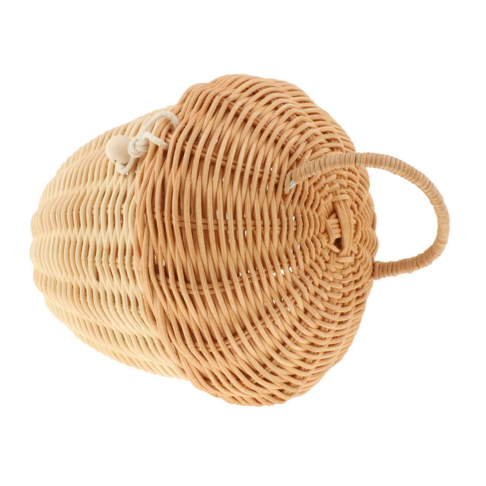 Womens Cute Handwoven Rattan Basket with Handles Bucket Beach Home Decor